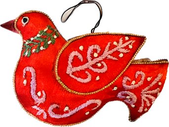 Vintage Silk & Embroidered Christmas Ornament