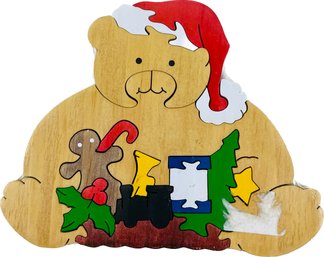 Christmas Wooden Teddy Bear Puzzle With 7 Pieces