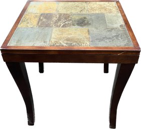 Wood And Slate Side Table