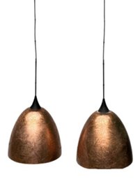 Two Matching Pendant Lights- Copper-Like Finish