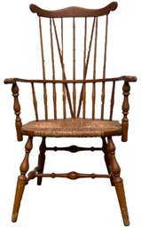 Nichols & Stone Solid Maple Windsor Braced Comb Back Armchair - Signed 'NS' On Base