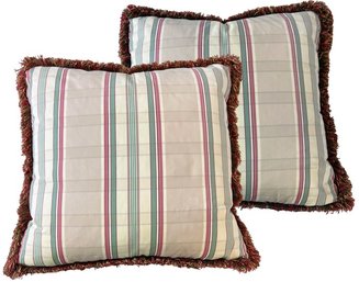 Custom Down Pillow With Fringe - Set Of 2 - 18 X 18