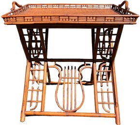 Bamboo & Rattan Tray Table With Removable Tray