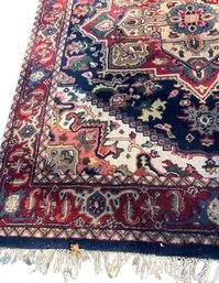 Beautiful Antique Hand Knotted  Heriz Navy Serapi Rug  - Roughly 7.5 X 9 Ft