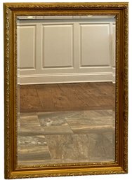 Large Gold Mirror With Beveled Glass And Beautifully Decorated Frame