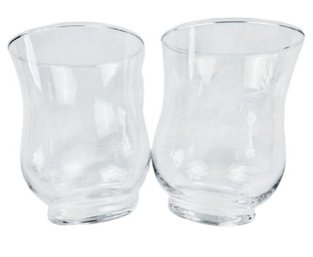 Pair Of Small Glass Hurricanes - 4.5 Inches Tall