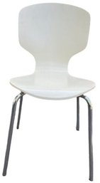 Contemporary White & Chrome Molded Chair - In The Spirit Of Mid-Century Danish Design - Great Desk Chair!