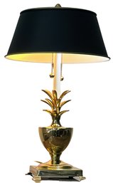 Brass Pineapple Lamp With Black Shade - Excellent Condition