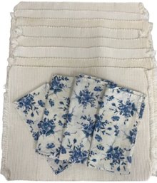 White Homespun Placemats With Floral Napkins