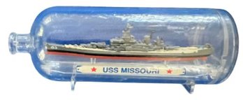 USS Missouri In Glass Bottle - Small Size