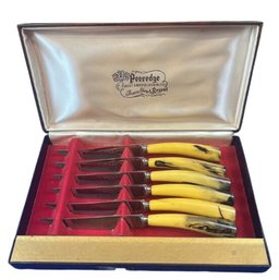 Vintage Peeredge Finest Sheffield Stainless Forever Sharp Serrated Knife Set Box