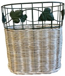 Wicker And Metal Waste Basket