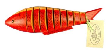 Chinese Wooden Red Fish - Believed By Chinese To Bring Prosperity, Tranquility, & Good Fortune!