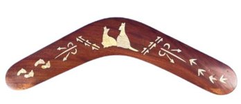 Aboriginal Hand Made Wooden Boomerang With Inlaid Shells