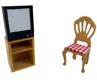 Dollhouse TV Stand And Chair