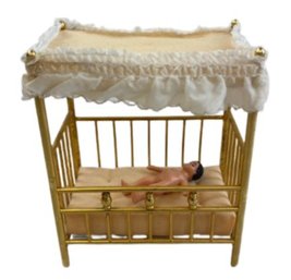 Dollhouse Brass Bed With Canopy