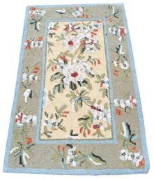 Flowered Hook Rug - Roughly 2.5 X 4 Ft - Very Good Condition