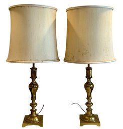 Pair Of Vintage Brass Lamps - 32 Inches Tall