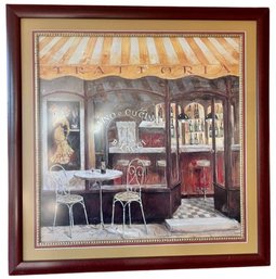 Beautifully Framed Print Of Italian Cafe - Artist, F. De Villeneuve