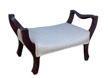 Elegant Carved And Upholstered Vintage Footstool
