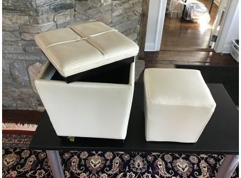 Two Piece Nesting White Letter Footstool Ottoman