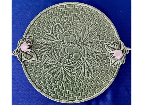 Portuguese Ceramic Plate - Signed 'Bordallo Pinheiro Portugal' - Frog & Leaf Motif