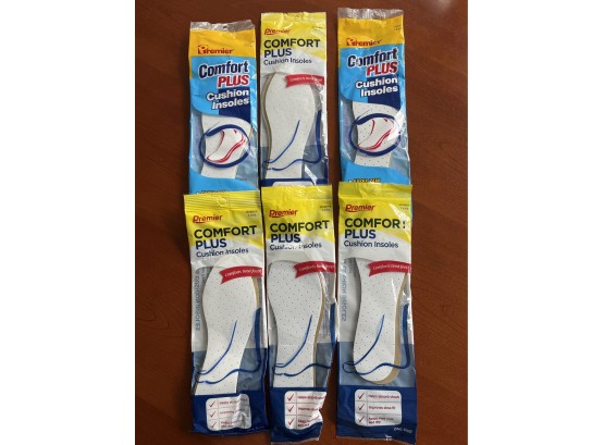 New! Six Pairs Of Comfort Plus Cushion Insoles