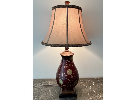 Attractive Carved And Painted Wood Lamp