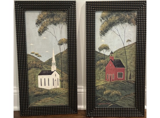 Pair Of Country Church Warren Kimble Canvas Prints