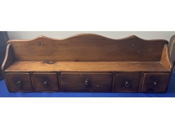 Vintage Wall Mount Shelf With Five Drawers - Great Mudroom Or Entry For Keys, Phone, Wallet