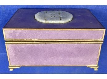 Yamanaka Enamel Box Mounted With Jade Plaque - Brass Mounts - Stamped 'Yamanaka & Co. Japan'
