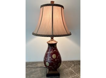 Attractive Carved And Painted Wood Lamp