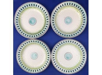 Antique Majolica Plates - Basket Weave Pattern With Reticulated Border - Signed On Base - Incised  'jJR L'