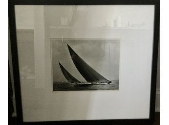 Vintage Sailboat Image - Contemporary Black Frame