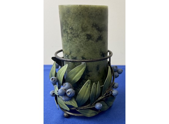 Decorative Toleware Candle Base With Pillar Candle