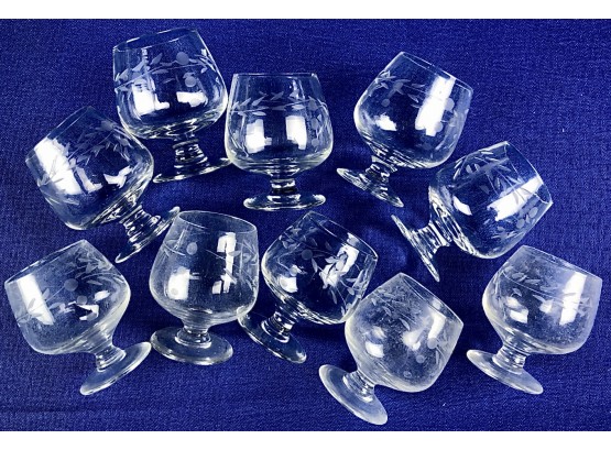 Vintage Cut Crystal Cordial Glasses - Matching Set Of  Ten
