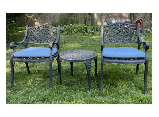 Two Garden Chairs And End Table