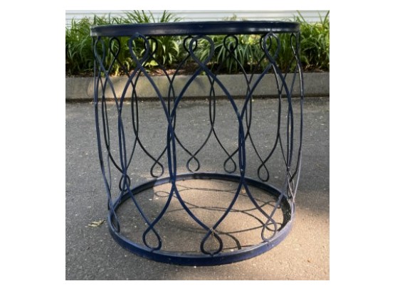 Blue Metal Round End Tables (1 Of 2)