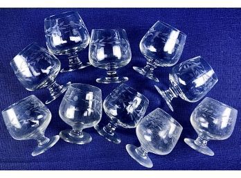 Vintage Cut Crystal Cordial Glasses - Matching Set Of  Ten