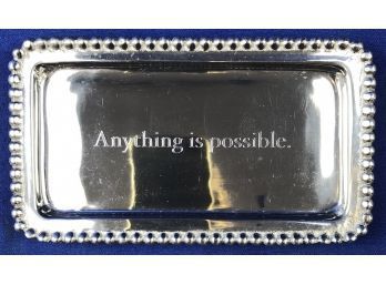 Engraved Mariposa Trinket Dish With Charming Quote - 'Anything Is Possible'