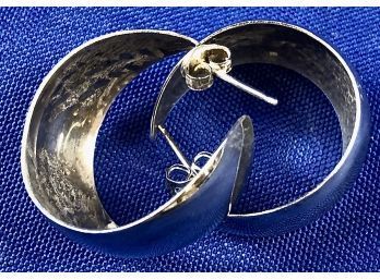 Vintage Sterling  Silver Hoop Earrings - Signed 'Sterling'