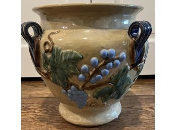 Large Patio Sized Pottery Planter With Raised Surface Design