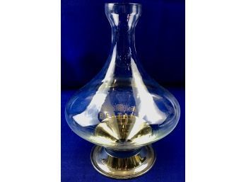 Vintage Crystal Carafe On Silver Plate Stand Signed 'Bertani'