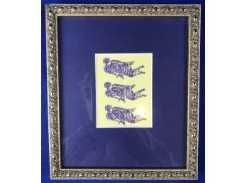 Contemporary Woodblock Print In Gold Frame