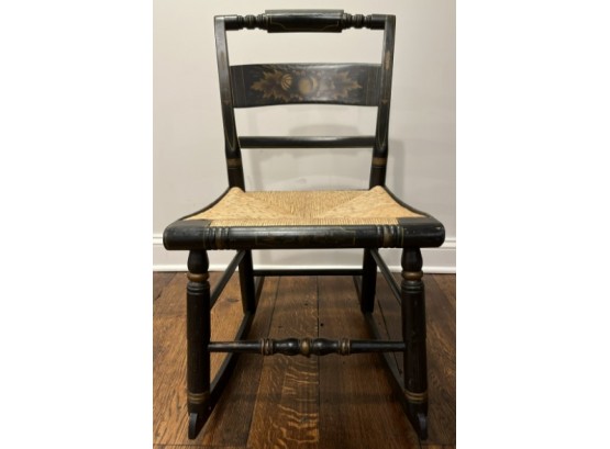 Vintage Hitchcock Rocking Chair - Signed 'Hitchcock' - Rush Seat
