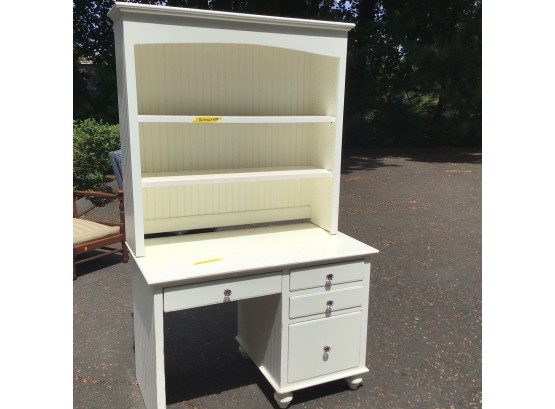 White Desk With Shelving Unit