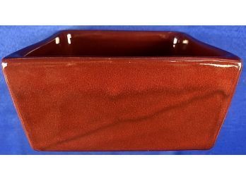 Ceramic Glazed Square Dinner Size Paper Napkin Holder- Signed 'Red Envelope - Made In Portugal'