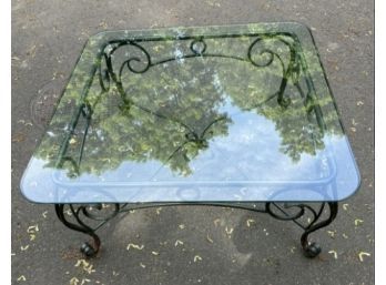 Wrought Iron Scroll Work Coffee Table With Glass Top