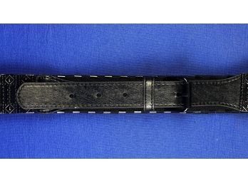 Vintage Black Belt - With Square Metal Tile Details - Interesting Design