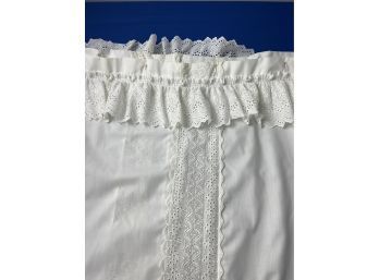 Vintage White Eyelet Fabric Shower Curtain